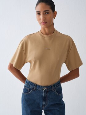 La Mania La Mania T-Shirt COLDI Beżowy Basic Fit