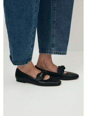 BIZUU BIZUU Baleriny BLACK LEATHER BALLET FLATS AZZO Czarny