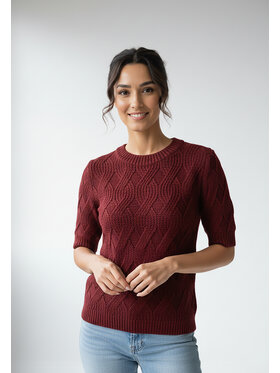 FIGL FIGL Sweter M1261 Bordowy Regular Fit