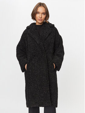 Deha Deha Báránybőr kabát D93551 Fekete Regular Fit