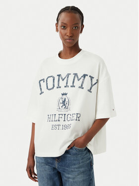 Tommy Hilfiger Tommy Hilfiger T-Shirt Varsity WW0WW50940 Krémová Relaxed Fit
