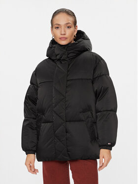 Tommy Jeans Tommy Jeans Daunenjacke Ovr Satin DW0DW16586 Schwarz Regular Fit