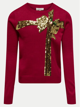 Kids ONLY Kids ONLY Sweter Xmas 15331289 Czerwony Relaxed Fit