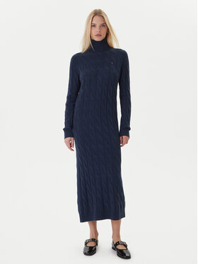 Tommy Hilfiger Tommy Hilfiger Плетена рокля WW0WW46429 Тъмносин Slim Fit