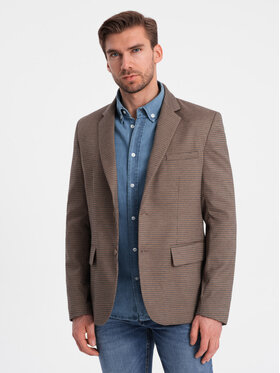 Ombre Ombre Marynarka OM-BLZB-0116 Brązowy Regular Fit