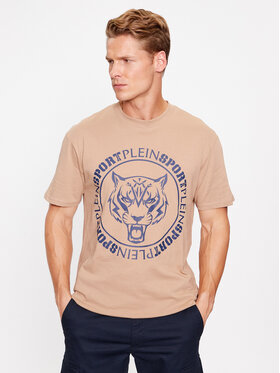 Plein Sport Plein Sport T-Shirt T-Shirt Round Neck Ss Tiger AACC MTK6550 SJY001N Beżowy Regular Fit