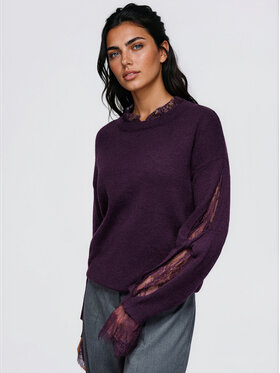 Ombre Ombre Svetr OW-SW-E0065 Bordó Relaxed Fit