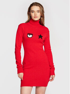 Chiara Ferragni Chiara Ferragni Džemper haljina 73CBOM22 Crvena Slim Fit