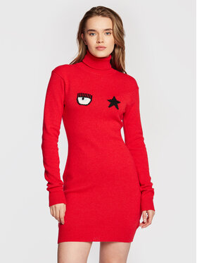 Chiara Ferragni Chiara Ferragni Плетена рокля 73CBOM22 Червен Slim Fit