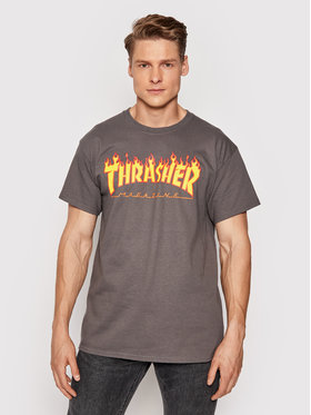 Thrasher Thrasher Marškinėliai Flame Pilka Regular Fit