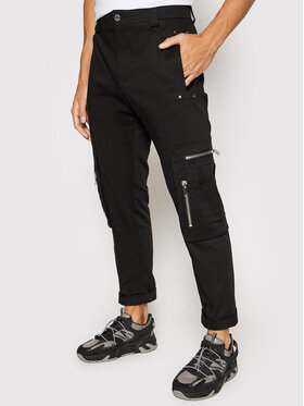 Les Hommes Les Hommes Kalhoty z materiálu LLP133335U Černá Regular Fit