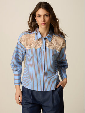 Oltre Oltre Koszula 5088J000926N0R4 Turkusowy Regular Fit