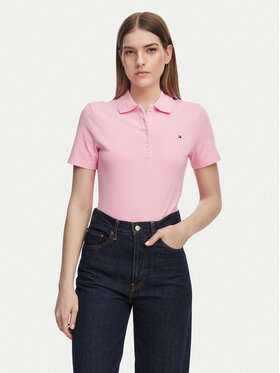 Tommy Hilfiger Tommy Hilfiger Тениска с яка и копчета 1985 WW0WW43225 Светлорозов Slim Fit