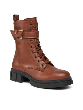 Tommy Hilfiger Tommy Hilfiger Schnürstiefeletten Cool Feminine Bikerboot FW0FW07322 Braun