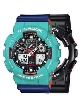Casio Casio Zegarek SET GA-100-1A4ER + BEZEL 10410475 + PASEK 10527467 Niebieski