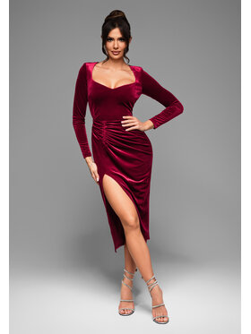 Ombre Ombre Sukienka wieczorowa LA-OM-DLR029 Bordowy Regular Fit