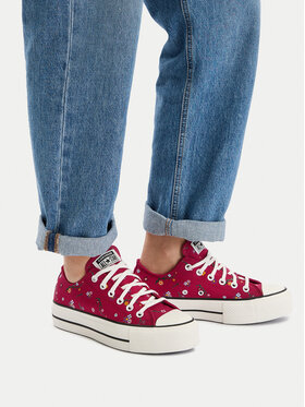 Converse Converse Kedas Chuck Taylor All Star Lift Platform Embroidered Floral Patchwork A15535C Bordo