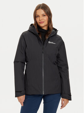 Jack Wolfskin Jack Wolfskin Μπουφάν αδιάβροχο Wisper Ins A61893 Μαύρο Regular Fit