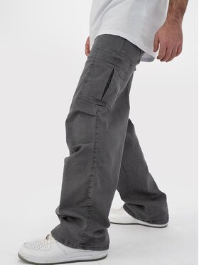 Jigga Wear Jigga Wear Spodnie materiałowe Spodnie Baggy Materiałowe Ze Ściagaczem Bojówki Szare Jigga Wear Crown Classic Baggy Crown XL Szary Baggy Fit