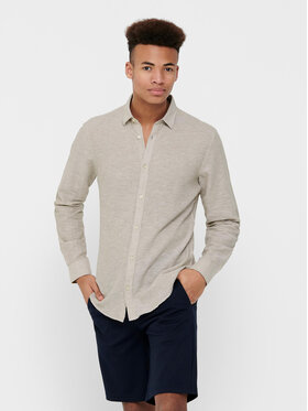 Only & Sons Only & Sons Košeľa Caiden 22012321 Béžová Slim Fit