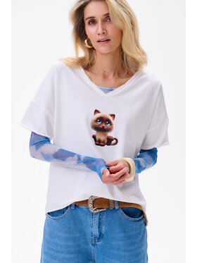 blue shadow blue shadow Bluzka Kicia Écru Regular Fit
