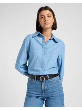 Lee Lee Koszula BALLOON SVE SHIRT Niebieski Relaxed Fit