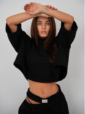 MissDenim MissDenim T-Shirt Crop Top Czarny Oversize