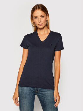 Tommy Hilfiger Tommy Hilfiger Tričko Heritage V-Neck Tee WW0WW24969 Tmavomodrá Regular Fit