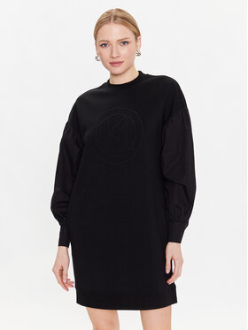 KARL LAGERFELD KARL LAGERFELD Trikotažinė suknelė Fabric 226W1351 Juoda Regular Fit