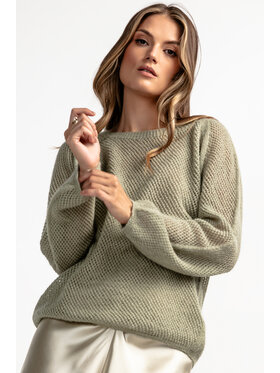 Fobya Fobya Sweter F1881 Zielony Basic Fit