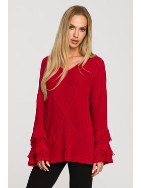 Made of Emotion Made of Emotion Sweter M710 Czerwony Baggy Fit