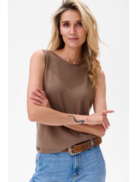 blue shadow blue shadow Bluzka Kimaja Brązowy Regular Fit