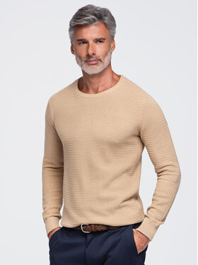 Ombre Ombre Sweter OM-SWSW-0119 Beżowy Regular Fit