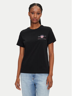 Gant Gant T-särk Bisiklet Yaka 4200277 Must Regular Fit
