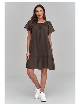 Makadamia Makadamia Sukienka codzienna C63 Brązowy Loose Fit