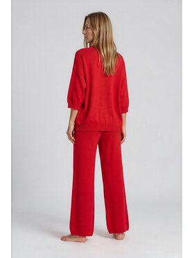 Fobya Fobya Spodnie materiałowe F3011 Czerwony Basic Fit
