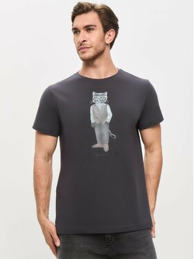 CAT by maniita lacitta CAT by maniita lacitta T-Shirt Printed men's t-shirt with CAT Szary Regular Fit