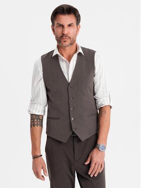 Ombre Ombre Kamizelka garniturowa OM-BLZV-0143 Szary Slim Fit
