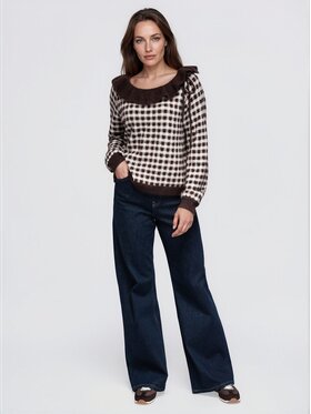 Ombre Ombre Svetr OW-SW-E0040 Hnědá Relaxed Fit