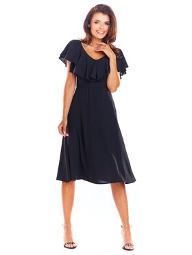 Awama Awama Sukienka letnia A304 Czarny Basic Fit