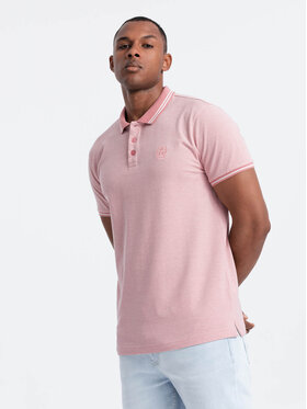 Ombre Ombre Polo OM-POSS-0109 Różowy Regular Fit