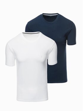 Ombre Ombre Komplet 2 t-shirtów Z101 Biały Slim Fit