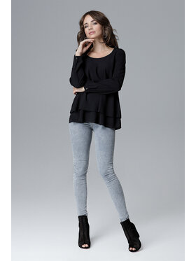 Lenitif Lenitif Bluzka L020 Czarny Regular Fit