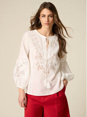 Oltre Oltre Bluzka 2064R003157N011 Biały Regular Fit