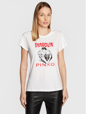 Pinko Pinko T-Shirt DIABOLIK Fabiana 1L1098 Y5SN Biały Regular Fit