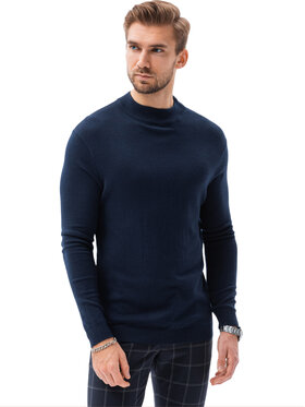Ombre Ombre Sweter E178 Granatowy Slim Fit