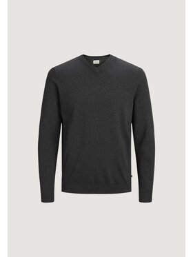 Jack & Jones Jack & Jones Πουλόβερ JJEBASIC KNIT V-NECK NOOS Γκρι Basic Fit