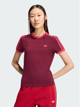 adidas adidas T-Shirt 3 STRIPES SLIM TEE Czerwony Slim Fit