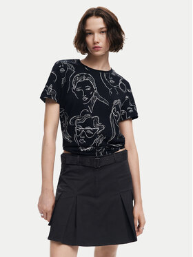 Desigual Desigual T-Shirt Caras 24WWTK54 Μαύρο Regular Fit