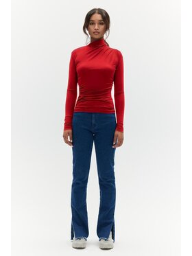 BENU BENU Bluzka Drapowana Czerwony Slim Fit